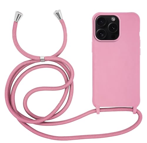 MyGadget Handykette für Apple iPhone 15 Pro TPU Hülle mit Band - Handyhülle mit Handyband zum Umhängen Kordel Schnur Case Schutzhülle - Pastell Rosa von MyGadget