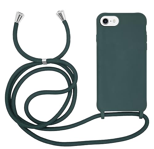 MyGadget Handykette für Apple iPhone 6 | 6s | 7 | 8 | SE 2020 | SE 2022 TPU Hülle mit Band - Handyhülle mit Handyband zum Umhängen Kordel Schnur Case Schutzhülle - Dunkel Grün von MyGadget
