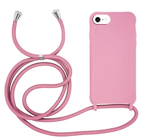 MyGadget Handykette für Apple iPhone 6 | 6s | 7 | 8 | SE 2020 | SE 2022 TPU Hülle mit Band - Handyhülle mit Handyband zum Umhängen Kordel Schnur Case Schutzhülle - Rosa von MyGadget