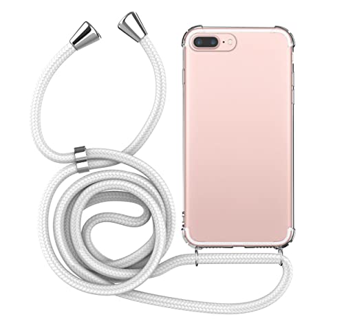 MyGadget Handykette für Apple iPhone 7 Plus | 8 Plus TPU Hülle mit Band - Handyhülle mit Handyband zum Umhängen Kordel Schnur Case Schutzhülle - Weiß von MyGadget