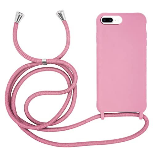 MyGadget Handykette für Apple iPhone 8 Plus | 7 Plus | 6 Plus | 6s Plus TPU Hülle mit Band - Handyhülle mit Handyband zum Umhängen Kordel Schnur Case Schutzhülle - Rosa von MyGadget