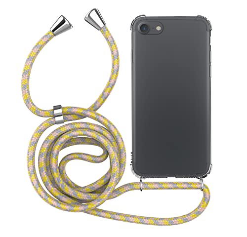 MyGadget Handykette für Apple iPhone SE 2022 | 2020 | 7 | 8 TPU Hülle mit Band - Handyhülle mit Handyband zum Umhängen Kordel Case Schutzhülle - Gelb Lila von MyGadget