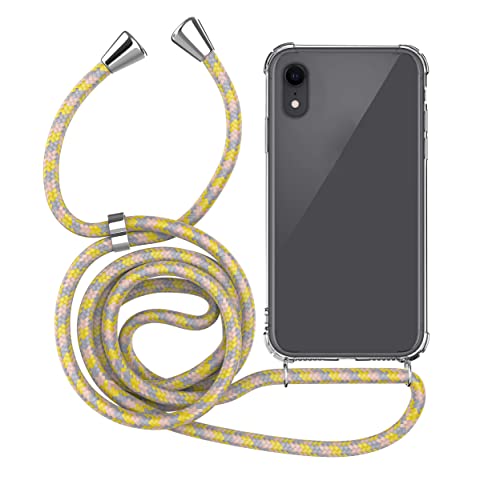 MyGadget Handykette für iPhone XR - [ TPU Hülle mit verstellbaren Band ] - Handyhülle mit Handyband zum Umhängen Kordel Case Schutzhülle - Gelb Lila von MyGadget