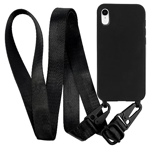 MyGadget Handykette für Apple iPhone XR - TPU Hülle mit Band - Handyhülle mit Handyband zum Umhängen Kordel Schnur Case Schutzhülle - Schwarz von MyGadget