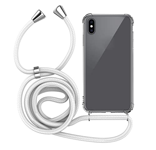 MyGadget Handykette für Apple iPhone XS Max TPU Hülle mit Band - Handyhülle mit Handyband zum Umhängen Kordel Schnur Case Schutzhülle - Weiß von MyGadget