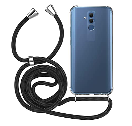 MyGadget Handykette für Huawei Mate 20 Lite - [ TPU Hülle mit verstellbaren Band ] - Handyhülle mit Handyband zum Umhängen Kordel Schnur Case Schutzhülle - Schwarz von MyGadget