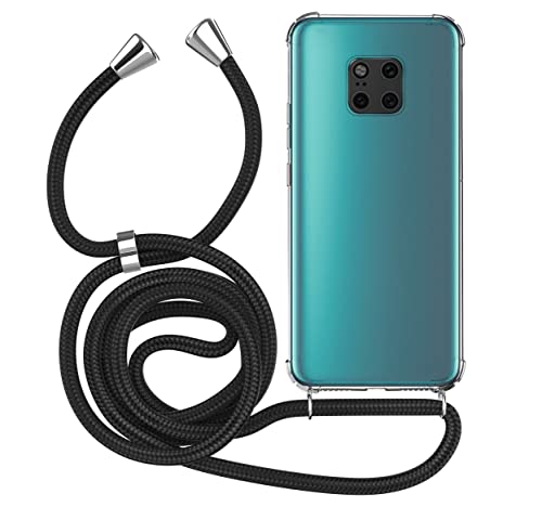 MyGadget Handykette für Huawei Mate 20 Pro - [ TPU Hülle mit verstellbaren Band ] - Handyhülle mit Handyband zum Umhängen Kordel Schnur Case Schutzhülle - Schwarz von MyGadget