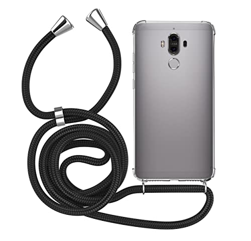 MyGadget Handykette für Huawei Mate 9 - [ TPU Hülle mit verstellbaren Band ] - Handyhülle mit Handyband zum Umhängen Kordel Schnur Case Schutzhülle - Schwarz von MyGadget