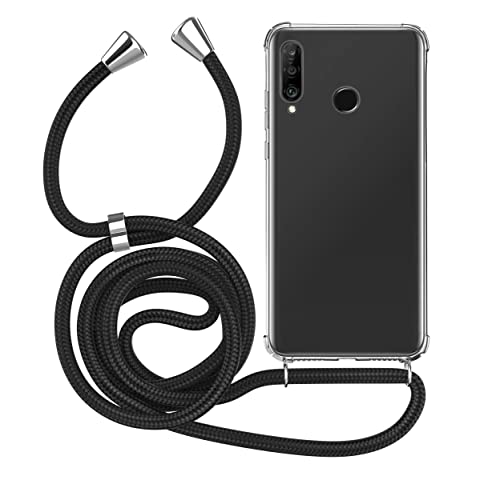 MyGadget Handykette für Huawei P30 Lite TPU Hülle mit Band - Handyhülle mit Handyband zum Umhängen Kordel Schnur Case Schutzhülle - Schwarz von MyGadget