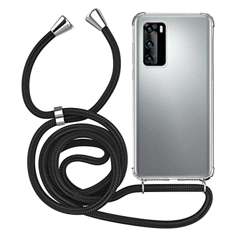 MyGadget Handykette für Huawei P40 TPU Hülle mit Band - Handyhülle mit Handyband zum Umhängen Kordel Schnur Case Schutzhülle - Schwarz von MyGadget
