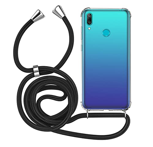 MyGadget Handykette für Huawei Y7 2019 TPU Hülle mit Band - Handyhülle mit Handyband zum Umhängen Kordel Schnur Case Schutzhülle - Schwarz von MyGadget