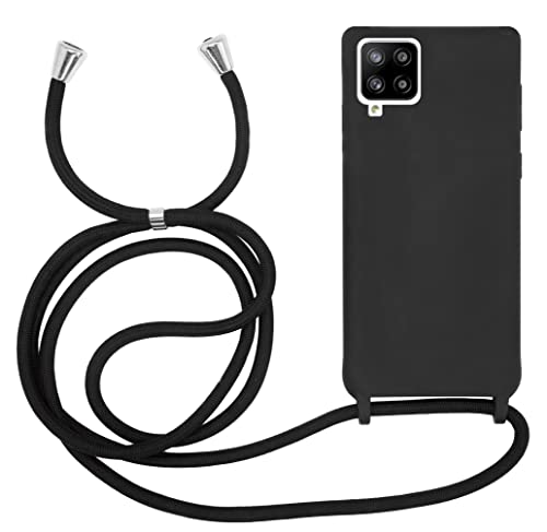 MyGadget Handykette für Samsung Galaxy A12 5G - [ Hülle mit verstellbaren Band ] - TPU Handyhülle mit Handyband zum Umhängen - Kordel Schnur Case Schutzhülle - Schwarz von MyGadget