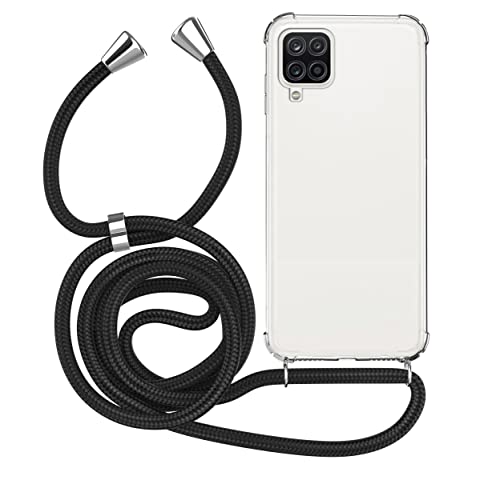 MyGadget Handykette für Samsung Galaxy A12 5G - [ TPU Hülle mit verstellbaren Band ] - Handyhülle mit Handyband zum Umhängen Kordel Schnur Case Schutzhülle - Schwarz von MyGadget