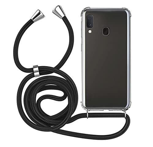 MyGadget Handykette für Samsung Galaxy A20e TPU Hülle mit Band - Handyhülle mit Handyband zum Umhängen Kordel Schnur Case Schutzhülle - Schwarz von MyGadget