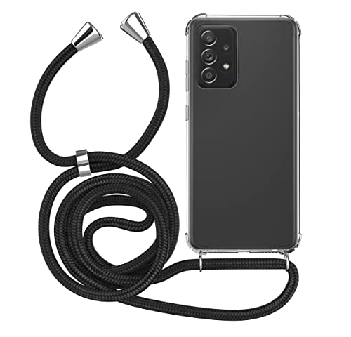 MyGadget Handykette für Samsung Galaxy A52 4G | 5G | A52s 5G TPU Hülle mit Band - Handyhülle mit Handyband zum Umhängen Kordel Schnur Case Schutzhülle Schwarz Muster von MyGadget