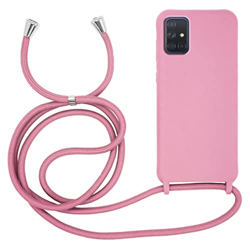 MyGadget Handykette für Samsung Galaxy A71 - [ Hülle mit verstellbaren Band ] - TPU Handyhülle mit Handyband zum Umhängen - Kordel Schnur Case Schutzhülle - Rosa von MyGadget