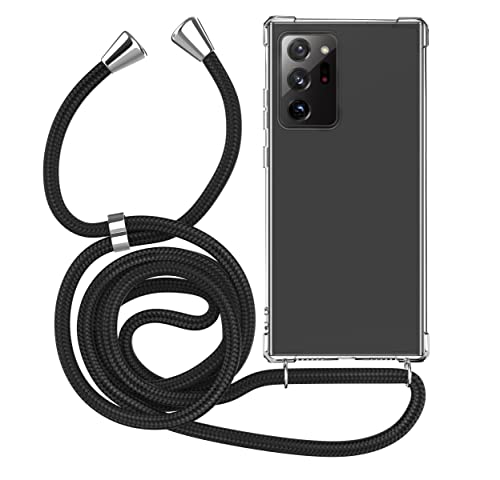 MyGadget Handykette für Samsung Galaxy Note 20 Ultra TPU Hülle mit Band - Handyhülle mit Handyband zum Umhängen Kordel Schnur Case Schutzhülle - Schwarz von MyGadget