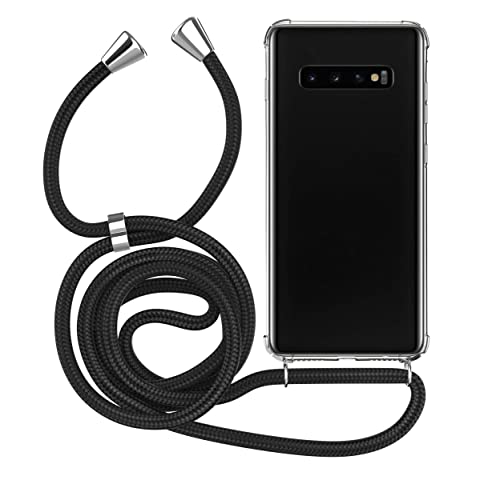 MyGadget Handykette für Samsung Galaxy S10 Plus - [ TPU Hülle mit verstellbaren Band ] - Handyhülle mit Handyband zum Umhängen Kordel Schnur Case Schutzhülle - Schwarz von MyGadget