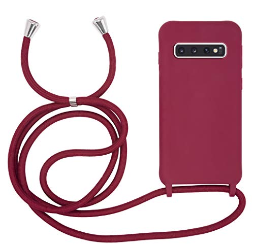 MyGadget Handykette für Samsung Galaxy S10 TPU Hülle mit Band - Handyhülle mit Handyband zum Umhängen Kordel Schnur Case Schutzhülle - Bordeaux Rot von MyGadget