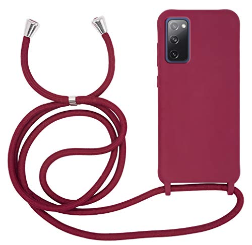 MyGadget Handykette für Samsung Galaxy S20 FE TPU Hülle mit Band - Handyhülle mit Handyband zum Umhängen Kordel Schnur Case Schutzhülle - Bordeaux Rot von MyGadget