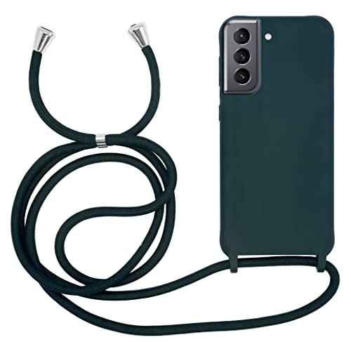 MyGadget Handykette für Samsung Galaxy S21 TPU Hülle mit Band - Handyhülle mit Handyband zum Umhängen Kordel Schnur Case Schutzhülle - Dunkel Grün von MyGadget