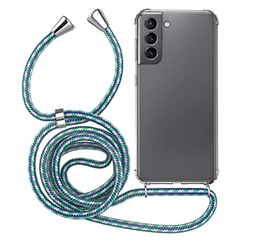 MyGadget Handykette für Samsung Galaxy S21 - [ TPU Hülle mit verstellbaren Band ] - Handyhülle mit Handyband zum Umhängen Kordel Schnur Case Schutzhülle in Blau von MyGadget