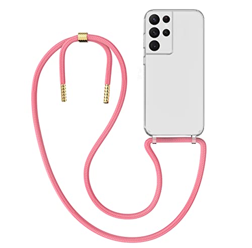 MyGadget Handykette für Samsung Galaxy S21 Ultra - [ Hülle mit Band abnehmbar & verstellbar ] - Handyhülle mit Handyband zum Umhängen Schnur Case Schutzhülle - Rosa von MyGadget