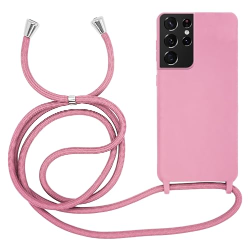 MyGadget Handykette für Samsung Galaxy S21 Ultra TPU Hülle mit Band - Handyhülle mit Handyband zum Umhängen Kordel Schnur Case Schutzhülle - Rosa von MyGadget