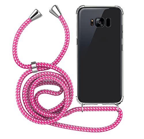 MyGadget Handykette für Samsung Galaxy S8 TPU Hülle mit Band - Handyhülle mit Handyband zum Umhängen Kordel Schnur Case Schutzhülle - Pink Weiß von MyGadget