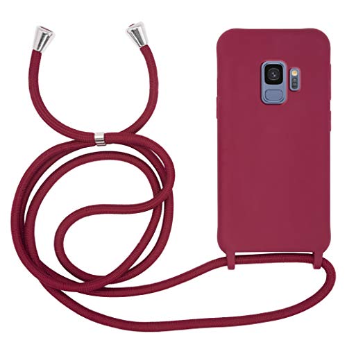 MyGadget Handykette für Samsung Galaxy S9 TPU Hülle mit Band - Handyhülle mit Handyband zum Umhängen Kordel Schnur Case Schutzhülle - Bordeaux Rot von MyGadget