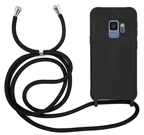 MyGadget Handykette für Samsung Galaxy S9 TPU Hülle mit Band - Handyhülle mit Handyband zum Umhängen Kordel Schnur Case Schutzhülle - Schwarz von MyGadget