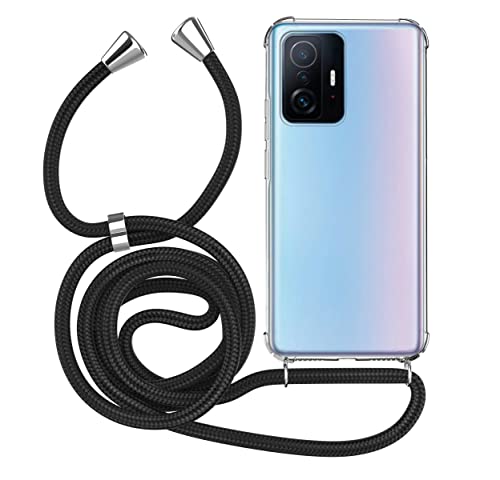 MyGadget Handykette für Xiaomi 11t Pro | Xiaomi 11t TPU Hülle mit Band - Handyhülle mit Handyband zum Umhängen Kordel Schnur Case Schutzhülle - Schwarz von MyGadget