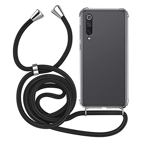 MyGadget Handykette für Xiaomi Mi 9 TPU Hülle mit Band - Handyhülle mit Handyband zum Umhängen Kordel Schnur Case Schutzhülle - Schwarz von MyGadget