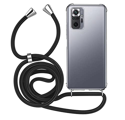 MyGadget Handykette für Xiaomi Redmi Note 10 TPU Hülle mit Band - Handyhülle mit Handyband zum Umhängen Kordel Schnur Case Schutzhülle Schwarz Muster von MyGadget