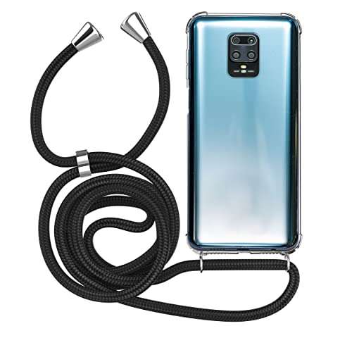 MyGadget Handykette für Xiaomi Redmi Note 9 Pro - [ TPU Hülle mit verstellbaren Band ] - Handyhülle mit Handyband zum Umhängen Kordel Schnur Case Schutzhülle - Schwarz von MyGadget