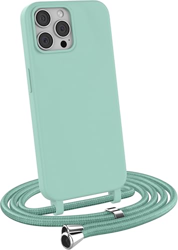 MyGadget Handykette für iPhone 13 Pro Max - [ Hülle mit verstellbaren Band ] - TPU Handyhülle mit Handyband zum Umhängen - Kordel Schnur Case Schutzhülle - Mint von MyGadget