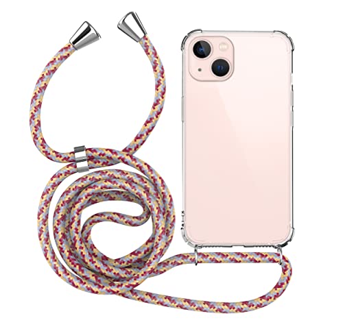 MyGadget Handykette für iPhone 14 - [ TPU Hülle mit verstellbaren Band ] - Handyhülle mit Handyband zum Umhängen Kordel Schnur Case Schutzhülle - Pink Muster von MyGadget