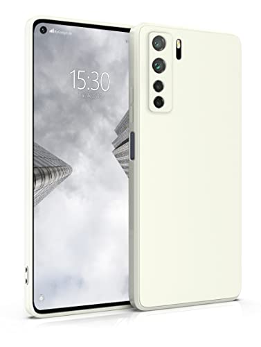 MyGadget Hülle für Huawei P40 Lite 5G - robuste Silikon Schutzhülle TPU Case Slim Silikonhülle - Back Cover Kratzfest Handyhülle - Matt Weiß von MyGadget