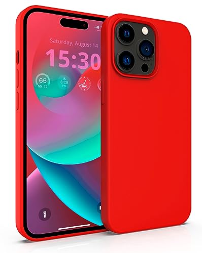 MyGadget Hülle kompatibel mit Apple iPhone 14 Pro - Gummierte Handyhülle - 3 Layer Struktur Schutzhülle mit Soft Inlay & Hardcase Cover außen - Rot von MyGadget