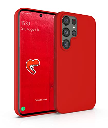 MyGadget Hülle kompatibel mit Samsung Galaxy S22 Ultra - Gummierte Handyhülle - 3 Layer Struktur Schutzhülle mit Soft Inlay & Hardcase Cover außen Rot von MyGadget