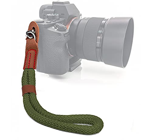 MyGadget Kamera Handschlaufe Seil mit Kunstleder Applikationen Retro Look - Trageschlaufe Handgelenkschlaufe für DSLR SLR Canon, Nikon, Sony - Grün von MyGadget