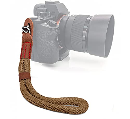 MyGadget Kamera Handschlaufe Seil mit Kunstleder Applikationen Retro Look - Trageschlaufe Handgelenkschlaufe für DSLR SLR Canon, Nikon, Sony - Kaffee von MyGadget