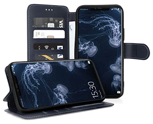 MyGadget Klapphülle für Huawei Mate 20 Pro - Flip Case Magnetverschluss, Kartenfächer & Standfunktion Wallet - Kunstleder Hülle Schutzhülle in Blau von MyGadget