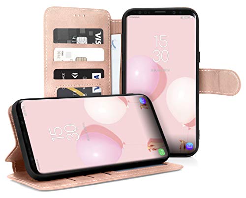 MyGadget Klapphülle für Samsung Galaxy S9 Plus - Flip Case Magnetverschluss, Kartenfächer & Standfunktion Wallet - Kunstleder Hülle Schutzhülle in Rosa von MyGadget
