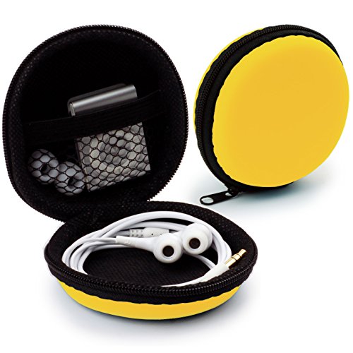 MyGadget Kopfhörer Aufbewahrung - Mini Tasche Schutztasche Transport Box - Zubehör für z.B. In Ear Case Ohrhörer, iPod Shuffle, USB Sticks - Gelb von MyGadget