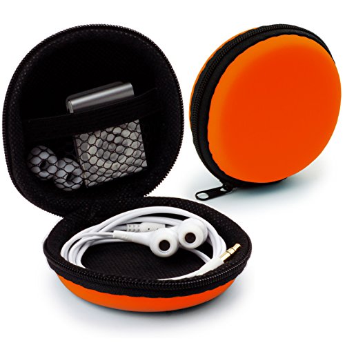 MyGadget Kopfhörer Aufbewahrung - Mini Tasche Schutztasche Transport Box - Zubehör für z.B. In Ear Case Ohrhörer, iPod Shuffle, USB Sticks - Orange von MyGadget