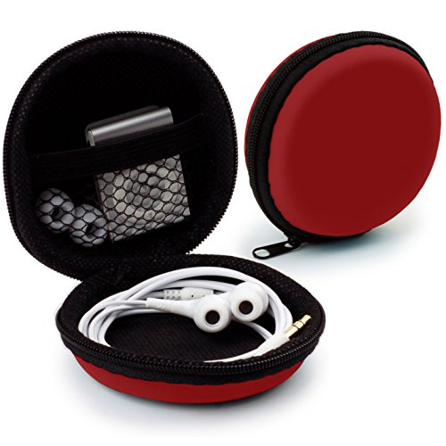 MyGadget Kopfhörer Aufbewahrung - Mini Tasche Schutztasche Transport Box - Zubehör für z.B. In Ear Case Ohrhörer, iPod Shuffle, USB Sticks - Rot von MyGadget