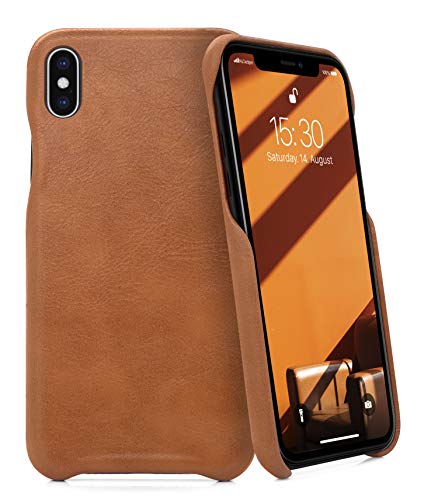 MyGadget Kunstleder Hülle für iPhone X | XS - Dünne Schutzhülle - Back Cover Ultra Kratzfest - Robuste Handyhülle in Braun von MyGadget