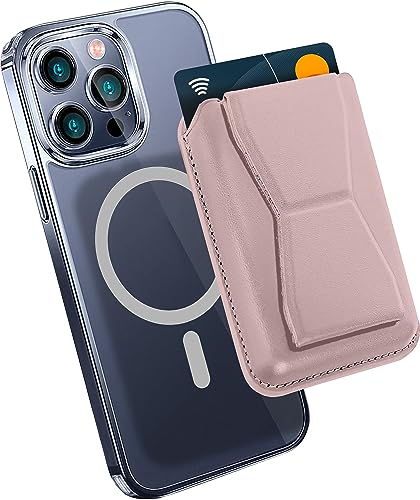 MyGadget Magnetische Magsafe Wallet - mit Kartenfach und Kickstand - aus Kunstleder kompatibel mit Apple iPhone 15 | 14 | 13 Series - Rosa von MyGadget