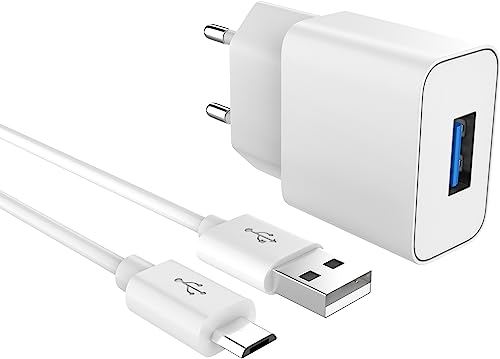 MyGadget Micro USB Ladegerät - 1x Netzteil (2A | 5V) & 1x Kabel (1m) für Smartphone & Tablet, Samsung (u.a. S6 | S7), HTC, Sony, Nexus in Weiss von MyGadget